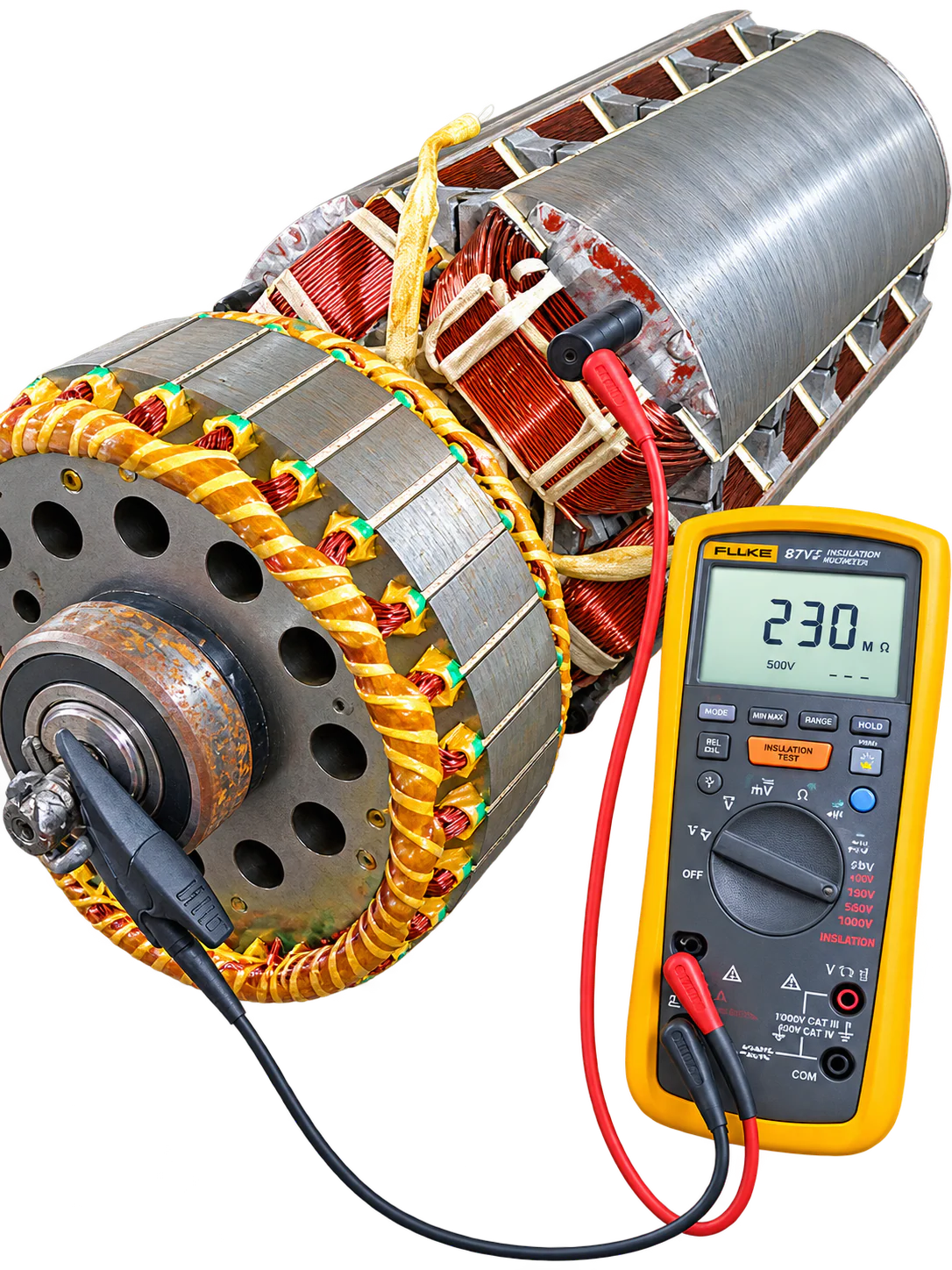 Rotor con aislamiento bajo antes de reparación